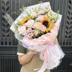 Hoa Tốt Nghiệp Hướng Dương Hồng Xinh
