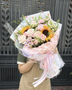 Hoa Tốt Nghiệp Hướng Dương Hồng Xinh