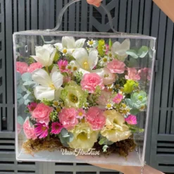 Hộp Hoa Vai Mica Tươi Tulip Silli Pink