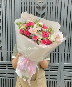 màu trắng bó hoa mix sophie giấy gói trắng