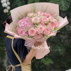 Bó Hoa Hồng Ohara Tú Cầu Hồng