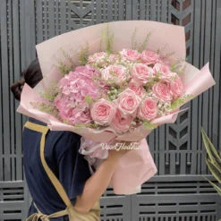 Bó Hoa Sinh Nhật Ohara Tú Cầu Hồng