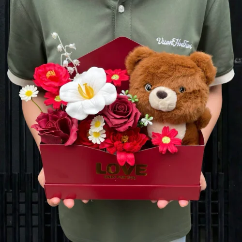 Combo Valetine Hop Hoa Gau Bong Love Sweety 1