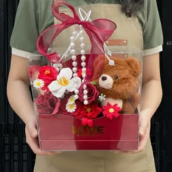 Combo Valetine Hộp Hoa Sáp Gấu Bông Love Sweety