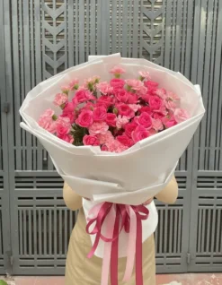 bó hoa hồng sophia giấy trắng