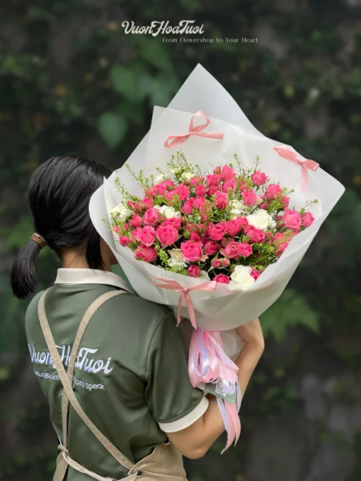 Bó Hoa Hồng Sophia White Cream