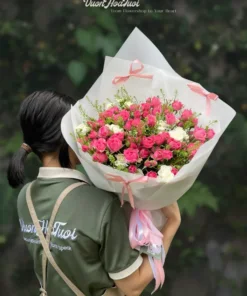 Bó Hoa Hồng Sophia White Cream