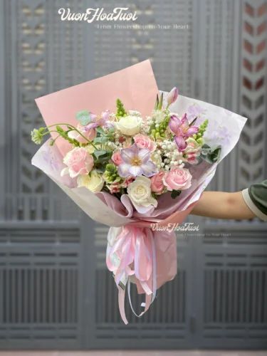 Bo Hoa Tulip Diu Dang Sac Hong 1