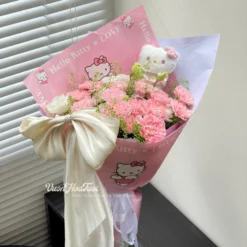Bó Hoa Cẩm Chướng Hello Kitty