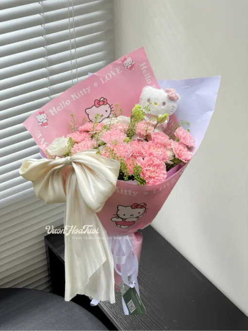 Bó Hoa Cẩm Chướng Hello Kitty