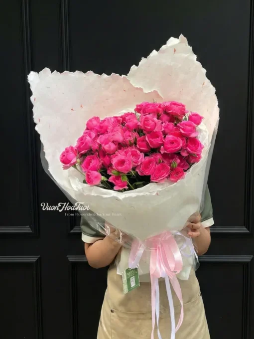 Hoa bó hồng Sophia Bunny màu hồng nhẹ nhàng thanh lịch tại Vườn Hoa Tươi.