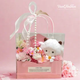 Combo 2026 Valentine Ngọt Ngào Giftset Bao Thư Hoa Sáp và Cừu Bông Cao Cấp