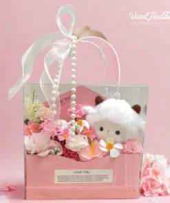 Combo 2026 Valentine Ngọt Ngào Giftset Bao Thư Hoa Sáp và Cừu Bông Cao Cấp
