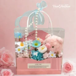 Combo Valentine 2026 Giftset Bao Thư Hoa Sáp và Heo Bông Cao Cấp
