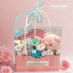 Combo Valentine 2026 Giftset Bao Thư Hoa Sáp và Heo Bông Cao Cấp