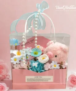 Combo Valentine 2026 Giftset Bao Thư Hoa Sáp và Heo Bông Cao Cấp