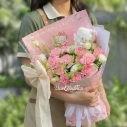 bó hoa cẩm chướng hồng hello kitty xinh 3