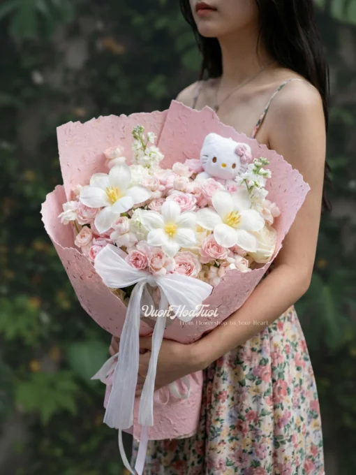 bó hoa hồng chiết xạ tulip kitty