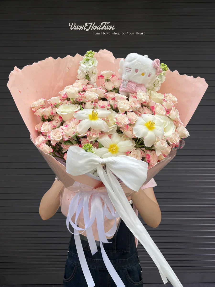 Bó hoa hồng chiết xạ tulip kitty bó hoa hồng chiết xạ tulip kitty