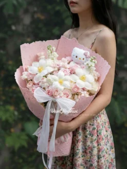 bó hoa hồng chiết xạ tulip kitty