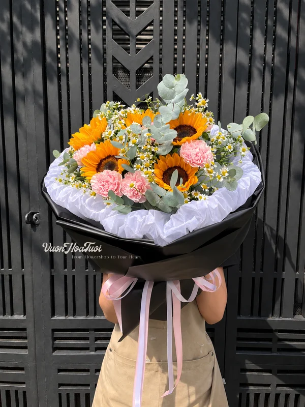 Bó Hoa Hướng Dương Sunset Pinky Tặng Tốt Nghiệp