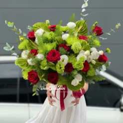 Lẵng Hoa Chúc Mừng Red Green Happy