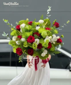 Lẵng Hoa Chúc Mừng Red Green Happy