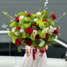 Lẵng Hoa Chúc Mừng Red Green Happy