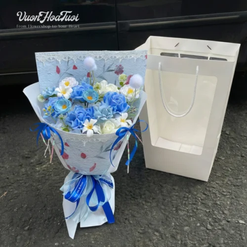 Bó Hoa Sáp Blue White Moment Bó Hoa Sáp Blue White Moment Tặng Nam
