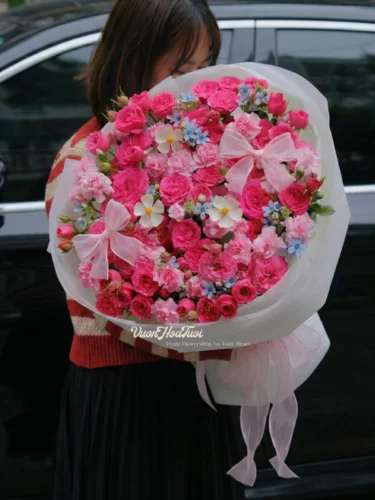 Hoa Bó Hồng Sophia Mix Lam Tinh Xinh Xắn