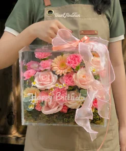 Hộp Hoa Mica Pink Slay Moment Gửi Tặng Sinh Nhật