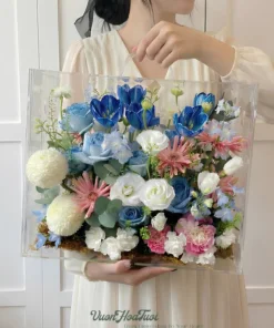 Hộp Hoa Mica Tulip Darkblue Colour