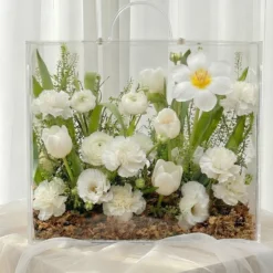 Hộp Hoa Mica Tulip White Beauty