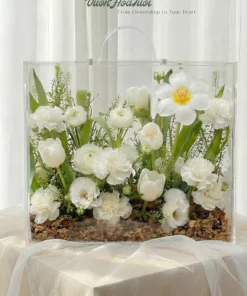 Hộp Hoa Mica Tulip White Beauty