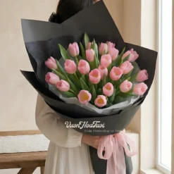 Bó Hoa Tulip Pink Black Romatics
