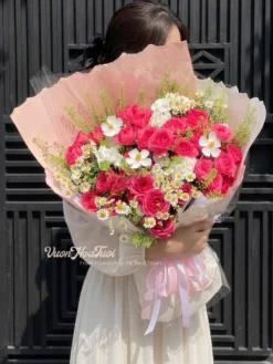 Bó Hoa Hồng Sophia Romatic White Thiết Kế Tại Vườn Hoa Tươi