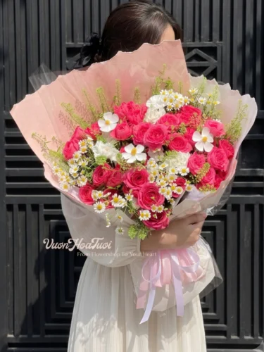 Sophia Romatic White Bó Hoa Hồng Sophia Romatic White Thiết Kế Tại Vườn Hoa Tươi