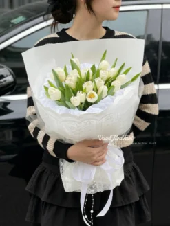 Hoa Bó Tulip White Ther 18 3