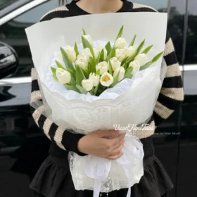 Hoa Bó Tulip White Ther 18 3