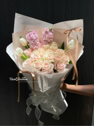 Muse Tulip Rose Pink Bó hoa Muse Tulip Rose Pink tại Vườn Hoa Tươi chính là sự lựa chọn hoàn hảo