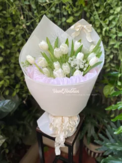 Say đắm cùng bó hoa Tulip Moonlight Whisper thiết kế từ tulip trắng tinh khôi dành tặng sinh nhật người thương. Vườn Hoa Tươi giao tận nơi HCM. Đặt ngay!