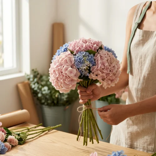 Hướng Dẫn Cách Bó Hoa Tú Cầu Đẹp Mà Bạn Cần Khám Phá Buoc 3 Ky thuat bo tang tao khoi tron can doi