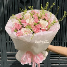 Bó Hoa Kem Dâu Chướng Hồng