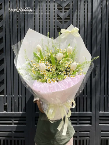 Bó Hoa Tulip Trắng Sweet Tana Bó Hoa Tulip Trắng Sweet Tana